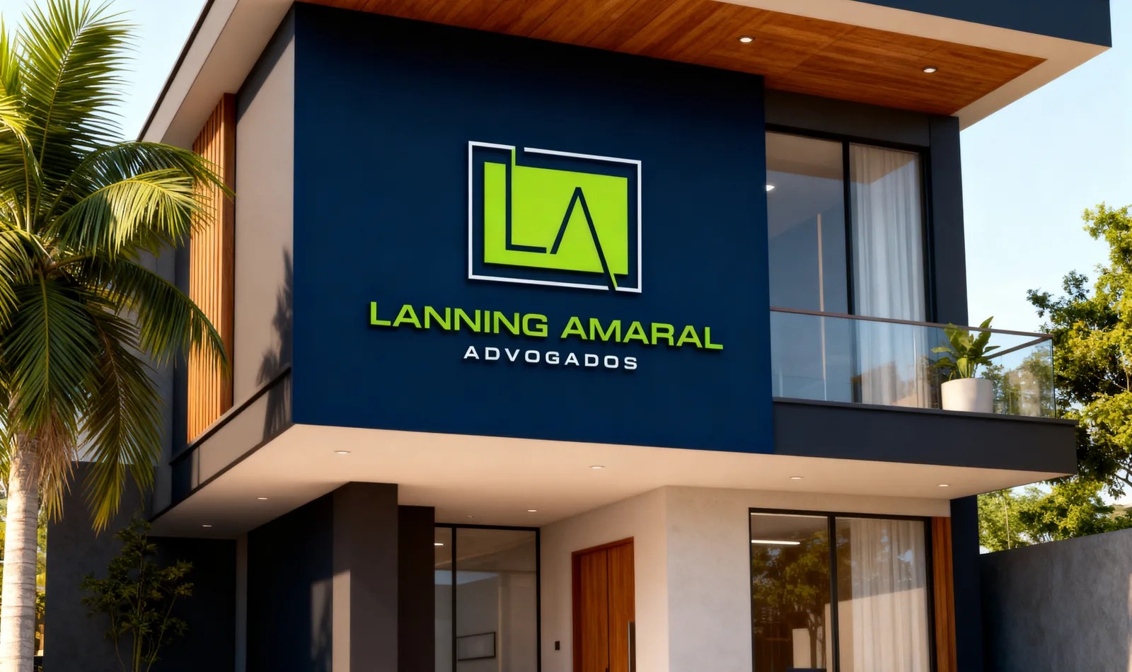 Aplicação institucional da marca Lanning Amaral Advogados